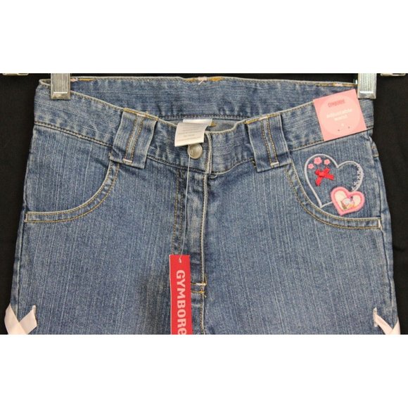 NEW 2007 Gymboree Love is in The Air Denim Long Shorts Capris Lace up Jeans s 6 - Picture 2 of 7